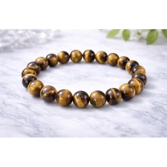 Generic Natural Crystal 8mm Tiger Eye Bracelet  (Brown)