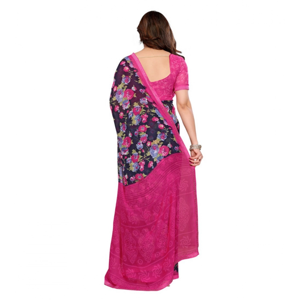 Generic Women's Georgette Printed Saree With Unstitched Blouse 5.5Mtr (Blue) Generic Women's Georgette Printed Saree With Unstitched Blouse 5.5Mtr (Blue)