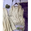 Generic Women's Silk Embroidered 3/4th Sleeve V-Neck Kurti With Sharara Pant and Dupatta Set (Cream & Purple) Generic Women's Silk Embroidered 3/4th Sleeve V-Neck Kurti With Sharara Pant and Dupatta Set (Cream & Purple)