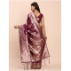 Generic Women's Banarasi Silk Printed Saree With Unstitched Blouse 5.5Mtr (Purple)