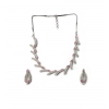 Generic Women's Brass Silver Plated Necklace set (Pink)