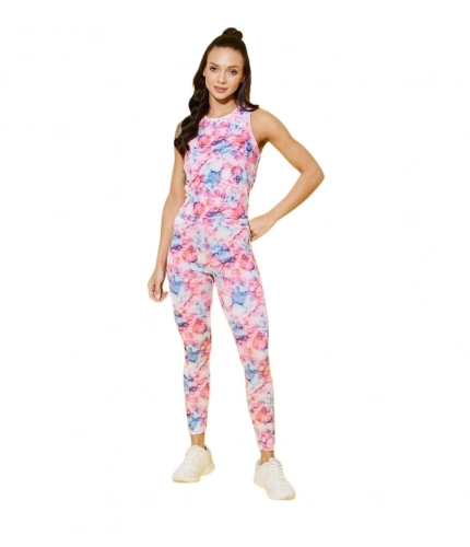 Generic Women's Polyester Lycra Printed Sleeveless Active Wear (Multicolor)