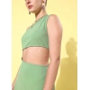Generic Women's Polyester Lycra Solid Sleeveless Dress (Green)