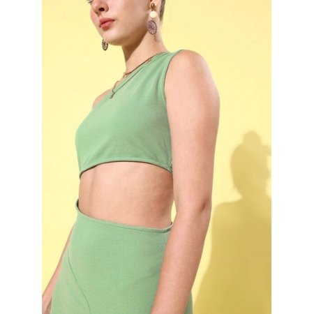Generic Women's Polyester Lycra Solid Sleeveless Dress (Green) Generic Women's Polyester Lycra Solid Sleeveless Dress (Green)