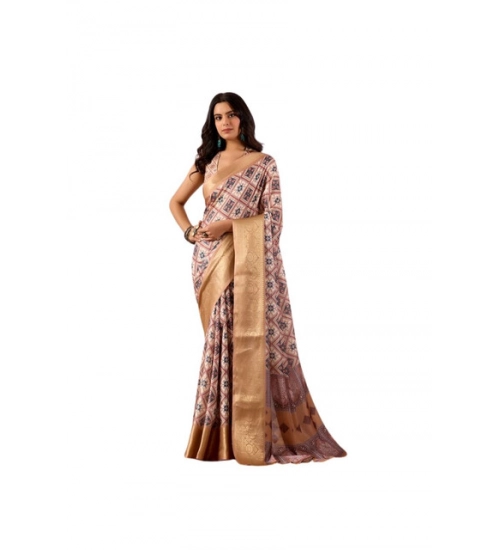 Generic Women's Faux_Silk Printed Saree With Unstitched Blouse 5.5Mtr (Multicolor)