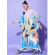 Generic Women's Satin Colour Blocking Kaftan Dress (Multicolor)