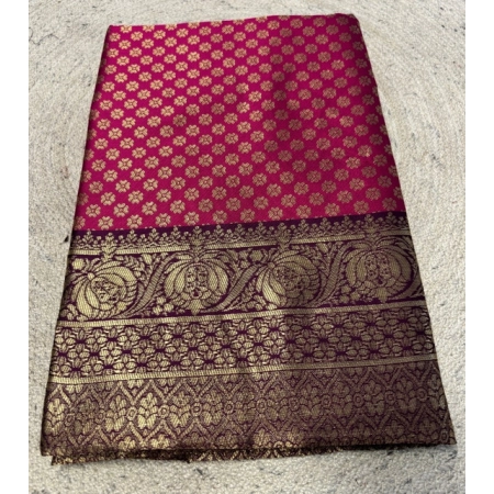 Generic Women's Jacquard Printed Saree With Unstitched Blouse 5.5Mtr (Pink)