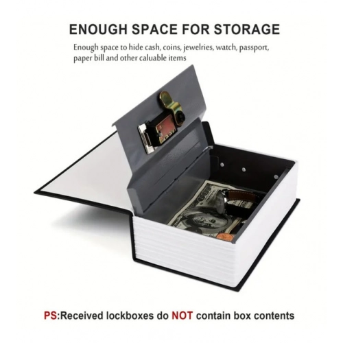 Generic Secret Book Safe with Number Locker (Black)