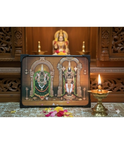 Generic Wooden Tirupati Balaji Padmavati Venkateshwara Swamy Table Top Devotional Player (Multicolor)