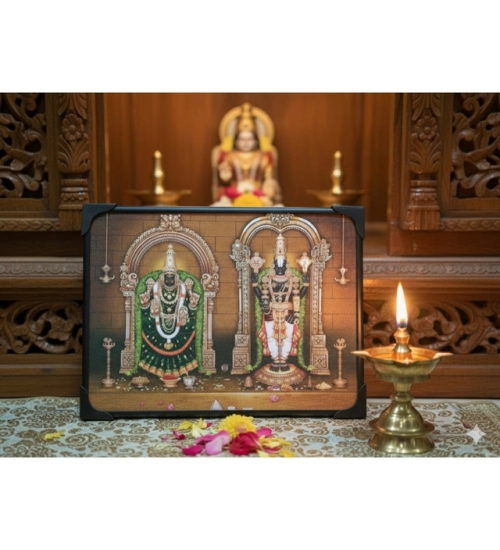 Generic Wooden Tirupati Balaji Padmavati Venkateshwara Swamy Table Top Devotional Player (Multicolor)
