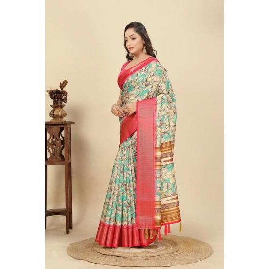 Generic Women's Cotton Silk Floral Printed Saree With Unstitched Blouse 5.5Mtr (Multicolor) Generic Women's Cotton Silk Floral Printed Saree With Unstitched Blouse 5.5Mtr (Multicolor)