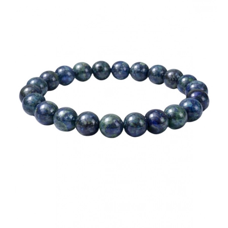 Generic Natural Crystal 8mm Azurite Bracelet  (Dark Green)