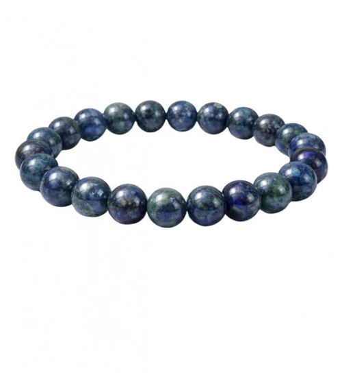 Generic Natural Crystal 8mm Azurite Bracelet  (Dark Green)