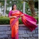 Generic Women's Soft Litchi Silk Jacquard Work Saree With Unstitched Blouse 5.5Mtr (Orange)