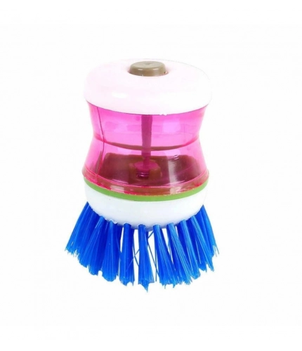 Generic Pack of 4_Plastic Wash Basin Brush Cleaner with Soap Dispenser – (Color: Assorted)