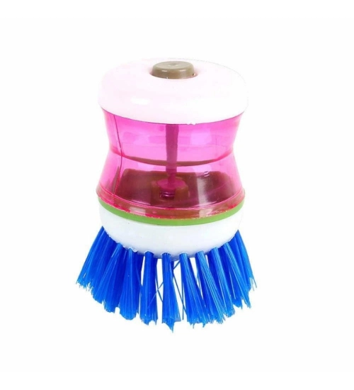 Generic Pack of 4_Plastic Wash Basin Brush Cleaner with Soap Dispenser – (Color: Assorted)
