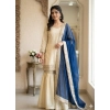 Generic Women's Silk Embroidered 3/4th Sleeve V-Neck Kurti With Sharara Pant and Dupatta Set (Cream & Blue) Generic Women's Silk Embroidered 3/4th Sleeve V-Neck Kurti With Sharara Pant and Dupatta Set (Cream & Blue)