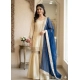 Generic Women's Silk Embroidered 3/4th Sleeve V-Neck Kurti With Sharara Pant and Dupatta Set (Cream & Blue) Generic Women's Silk Embroidered 3/4th Sleeve V-Neck Kurti With Sharara Pant and Dupatta Set (Cream & Blue)