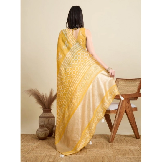 Generic Women's Semi Cotton Printed Saree With Unstitched Blouse 5.5Mtr (Yellow) Generic Women's Semi Cotton Printed Saree With Unstitched Blouse 5.5Mtr (Yellow)
