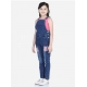 Generic Girl's Denim Patch Work Buttoned Dungaree (Blue)