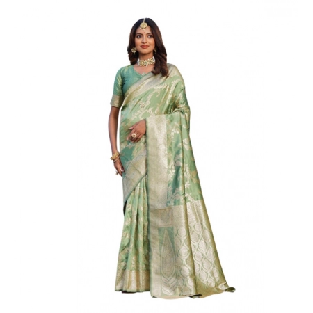 Generic Women's Jacquard Printed Saree With Unstitched Blouse 5.5Mtr (Pista Green) Generic Women's Jacquard Printed Saree With Unstitched Blouse 5.5Mtr (Pista Green)
