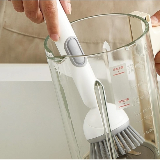 Generic TPR-Plastic Solid Electric Liquid Soap Dispensing Cleaning Brush with Handle (Grey-White)