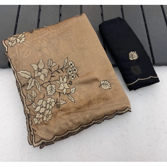 Generic Women's Viscose Silk Embroidered Saree With Unstitched Blouse 5.5Mtr (Gold) Generic Women's Viscose Silk Embroidered Saree With Unstitched Blouse 5.5Mtr (Gold)