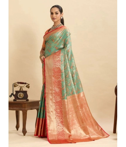 Generic Women's Faux_Banarasi_Silk Woven Saree With Unstitched Blouse 5.5Mtr (Green)