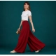 Generic Women's Georgette Solid Mid-Rise Wide Leg Flared Palazzo Pants with Elastic Waist (Maroon) Generic Women's Georgette Solid Mid-Rise Wide Leg Flared Palazzo Pants with Elastic Waist (Maroon)