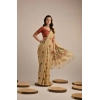 Generic Women's Blended_Cotton Floral Motifs And Woven Buttas Saree With Unstitched Blouse 5.5Mtr (Light_Beige)