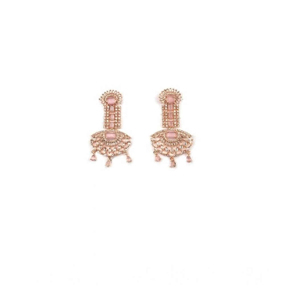 Generic Women's Brass Silver Plated Drop Earrings (Pink) Generic Women's Brass Silver Plated Drop Earrings (Pink)