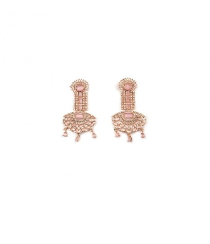 Generic Women's Brass Silver Plated Drop Earrings (Pink)
