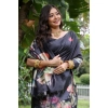 Generic Women's Faux_Tussar Floral Saree With Unstitched Blouse 5.5Mtr (Black)