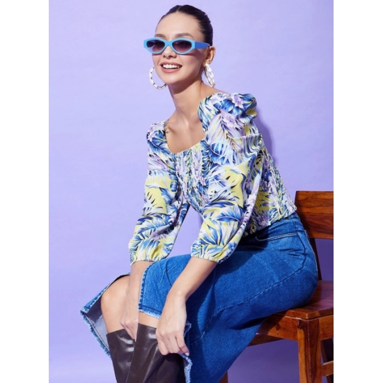 Generic Women's Polyester Floral Long Sleeves Top (Multicolor) Generic Women's Polyester Floral Long Sleeves Top (Multicolor)