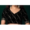 Generic Women's Net Sequence Saree With Unstitched Blouse 5.5Mtr (Green)