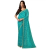 Generic Women's Net Sequence Saree With Unstitched Blouse 5.5Mtr (Turquoise)