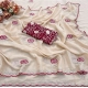 Generic Women's Star Georgette Embroidered Saree With Unstitched Blouse 5.5Mtr (Cream)