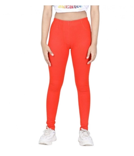 Generic Girl's Cotton Lycra Solid Elasticated Jeggings (Orange) Generic Girl's Cotton Lycra Solid Elasticated Jeggings (Orange)