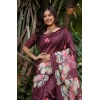 Generic Women's Faux_Tussar Floral Saree With Unstitched Blouse 5.5Mtr (Purple)