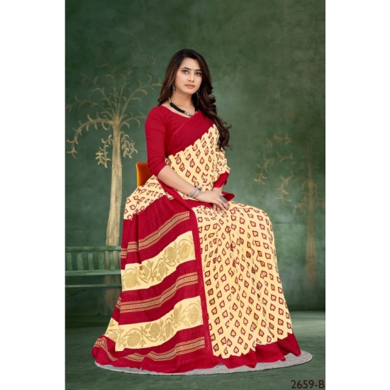 Generic Women's Soft Pure Cotton Printed Saree With Unstitched Blouse 5.5Mtr (Beige) Generic Women's Soft Pure Cotton Printed Saree With Unstitched Blouse 5.5Mtr (Beige)