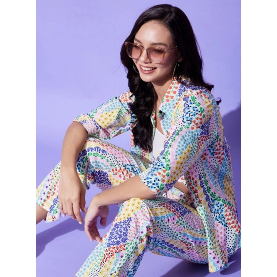 Generic Women's Polyester Floral 3-4th Sleeve Co-Ord Set (Multicolor) Generic Women's Polyester Floral 3-4th Sleeve Co-Ord Set (Multicolor)