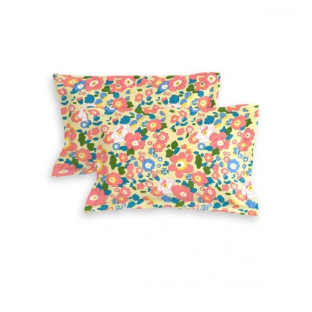 Generic Cotton Blend Floral Printed Double Bedsheet with 2 Pillow Covers (Yellow)