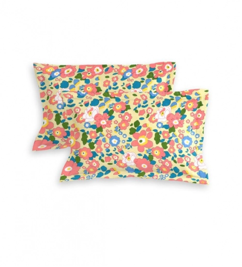Generic Cotton Blend Floral Printed Double Bedsheet with 2 Pillow Covers (Yellow)