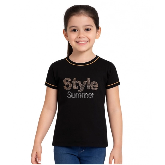 Generic Girl's Cotton Printeded Round Neck T-Shirt (Black) Generic Girl's Cotton Printeded Round Neck T-Shirt (Black)