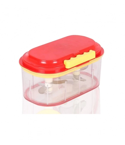 Generic Pack Of 2_Twin Bowl Dual-Blade Hand Chopper | Manual Food Processor for Vegetables And Fruits (Color: Assorted )