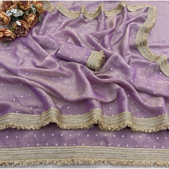 Generic Women's Silk Embellished Saree With Unstitched Blouse 5.5Mtr (Lavender) Generic Women's Silk Embellished Saree With Unstitched Blouse 5.5Mtr (Lavender)