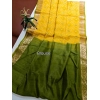 Generic Women's Raw Silk Ikkat Saree With Unstitched Blouse 5.5Mtr (Yellow)