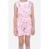 Generic Girl's Inner- Cotton Printed Sleeveless Dungaree (Light Pink)