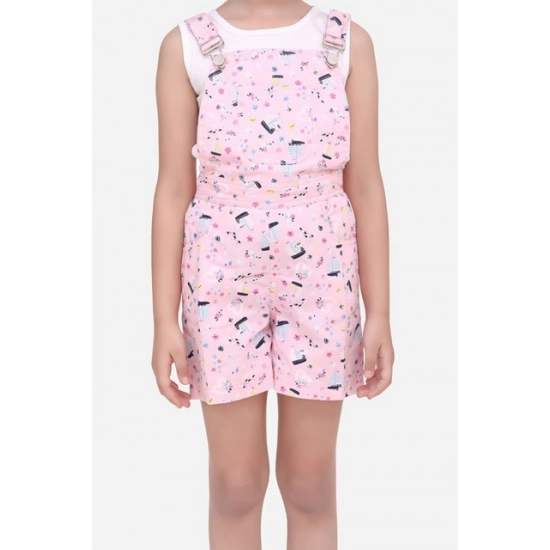 Generic Girl's Inner- Cotton Printed Sleeveless Dungaree (Light Pink) Generic Girl's Inner- Cotton Printed Sleeveless Dungaree (Light Pink)