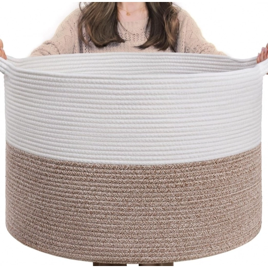 Generic Cotton Pack Of_1 16x14 Inch Storage Basket For Clothes With Out Lid (Kidi-White) Generic Cotton Pack Of_1 16x14 Inch Storage Basket For Clothes With Out Lid (Kidi-White)